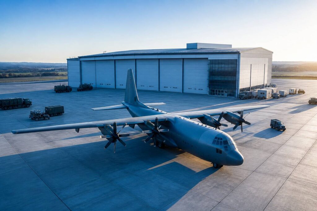 Avion de transport militaire générique sur un tarmac