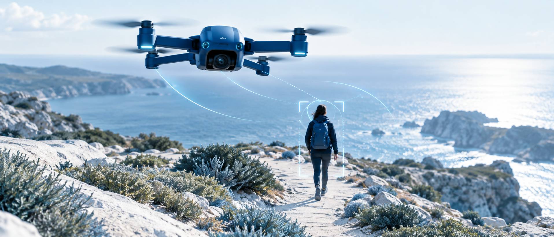 Illustration éditoriale du sujet : Découvrez le drone suiveur : comment il vous accompagne en toute autonomie