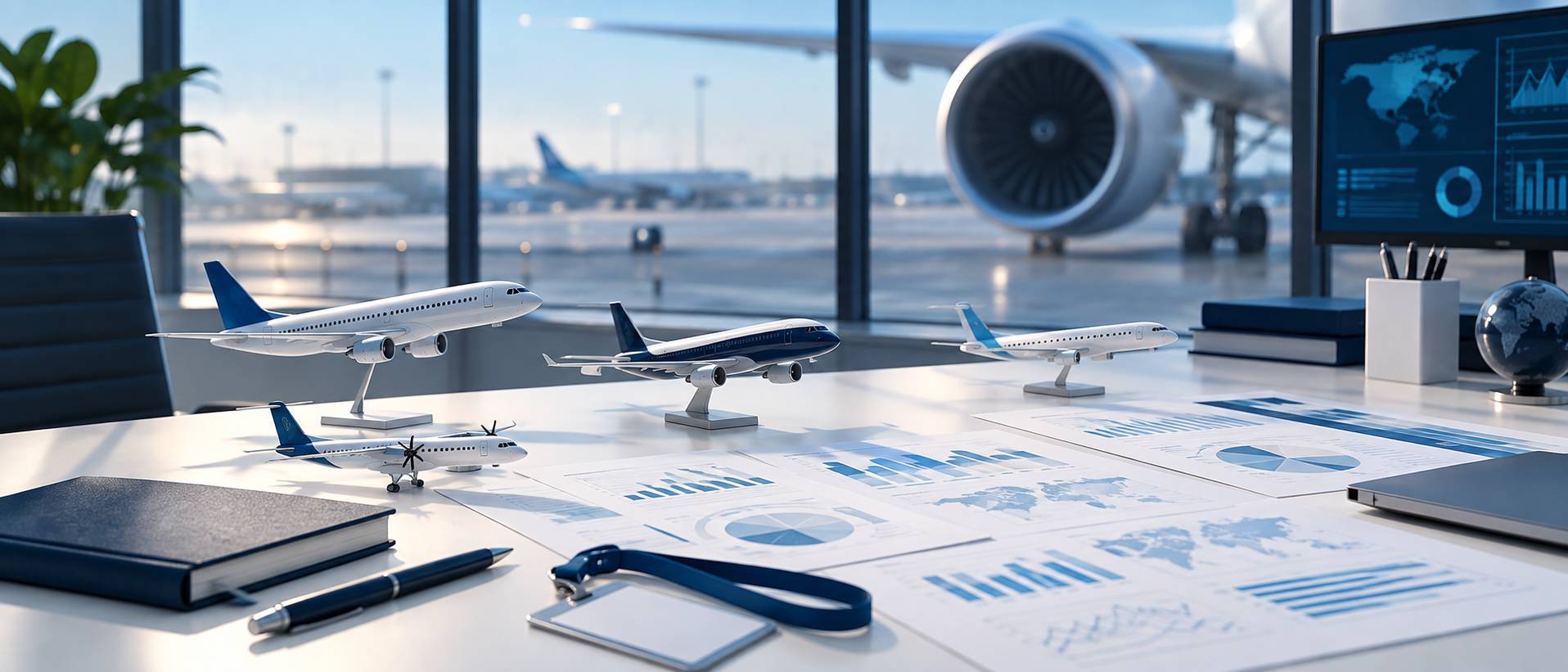 Maquettes d'avions et documents de gestion de flotte
