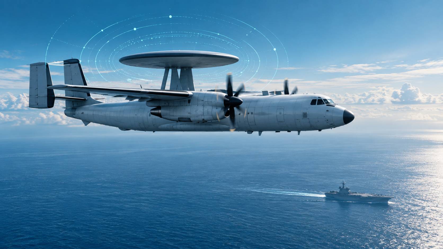 Illustration éditoriale du sujet : L'E-2C Hawkeye : la sentinelle aérienne indispensable de l'aéronavale