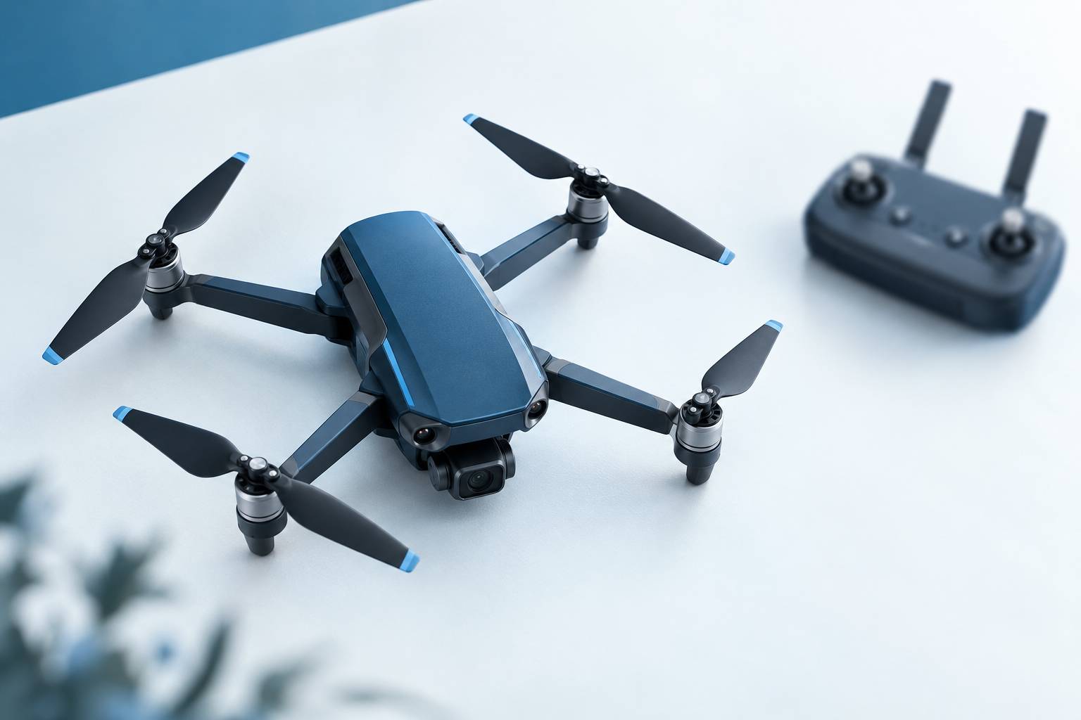 Drone quadrirotor generique pose avec telecommande floue